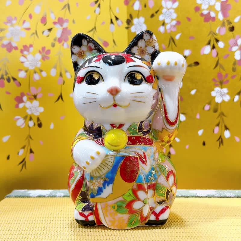 【舞鲤绮华】日本清水烧招财猫 | 舞妓 - 黄金牡丹鲤 - 摆饰 - 瓷 多色