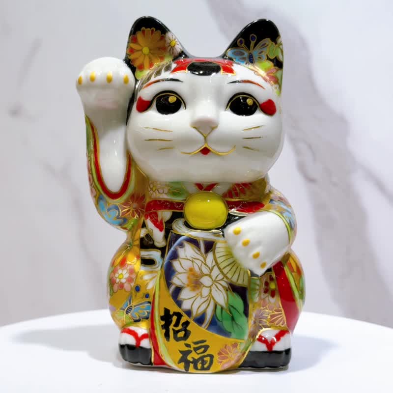 【舞鲤绮华】日本清水烧招财猫 | 舞妓 - 黄金牡丹鲤 - 摆饰 - 瓷 多色