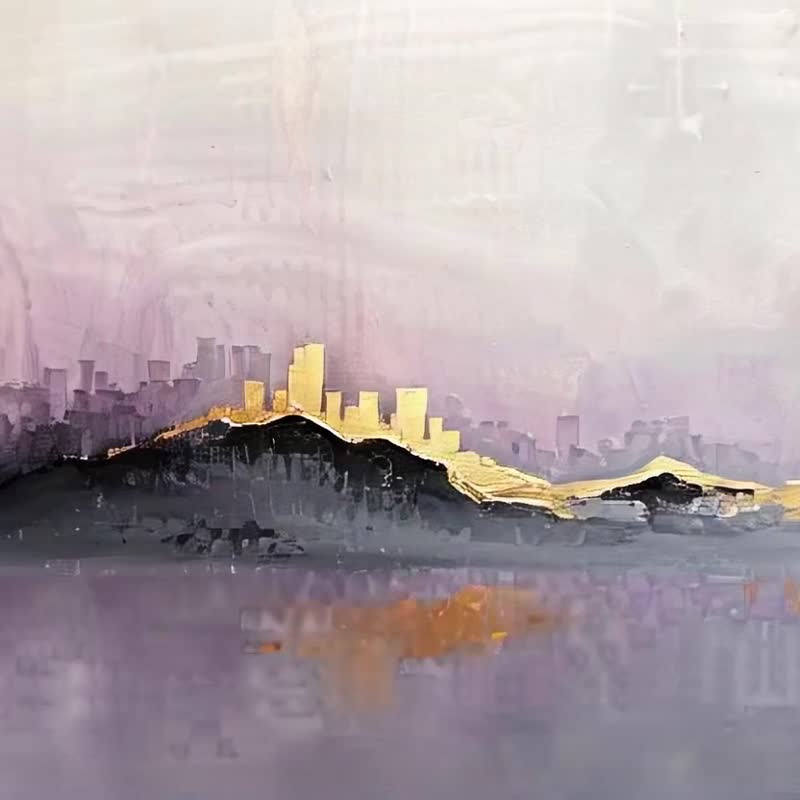 紫雾金城- 山系列/ 现代抽象都市景观/ 艺术微喷 / 时尚客厅挂画 - 海报/装饰画/版画 - 棉．麻 