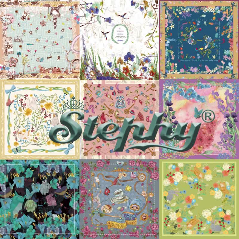【定制化礼物】团购丝巾STEPHY 手绘设计丝巾连丝巾扣高贵礼盒 - 丝巾 - 其他材质 