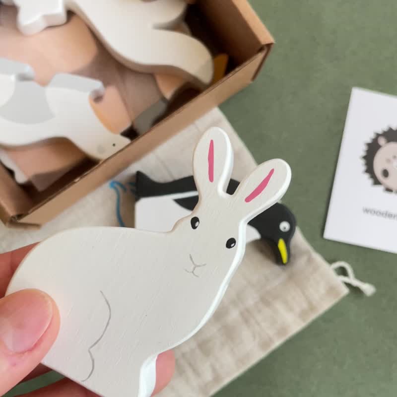 可爱木制极地北极动物玩具雕像婴儿 - 玩具/玩偶 - 木头 