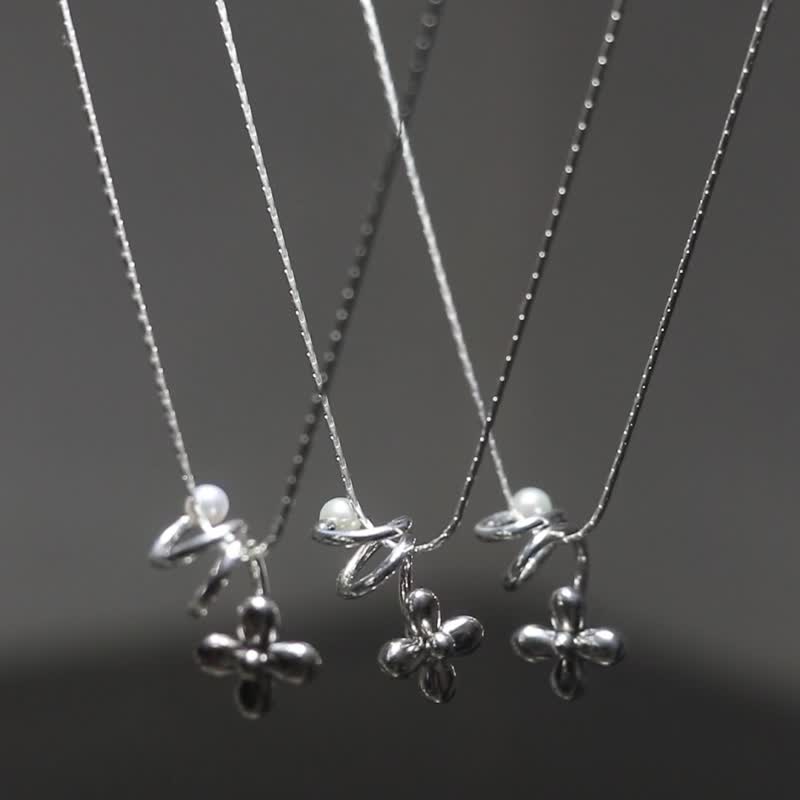 卷卷的花 I 纯银项链 - 项链 - 纯银 银色