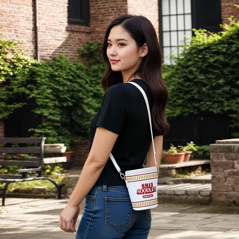 杯面 泡面造型童趣斜背包/侧背包/手机包 - 酷乐村 现货贩售 - 侧背包/斜挎包 - 人造皮革 白色