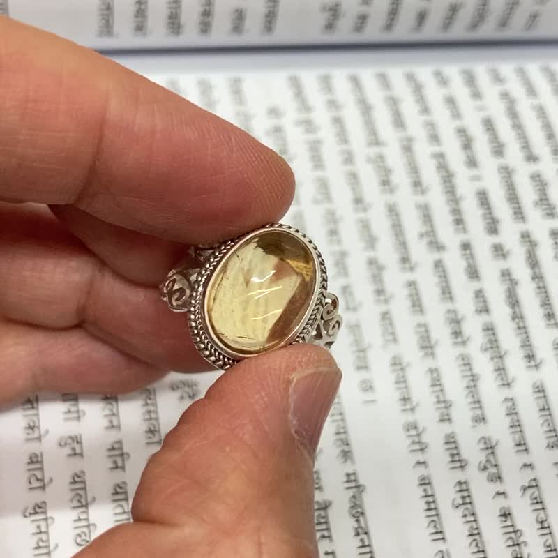 天然 黄金托帕石 戒指 尼泊尔制 925纯银 手工制 - 戒指 - 半宝石 