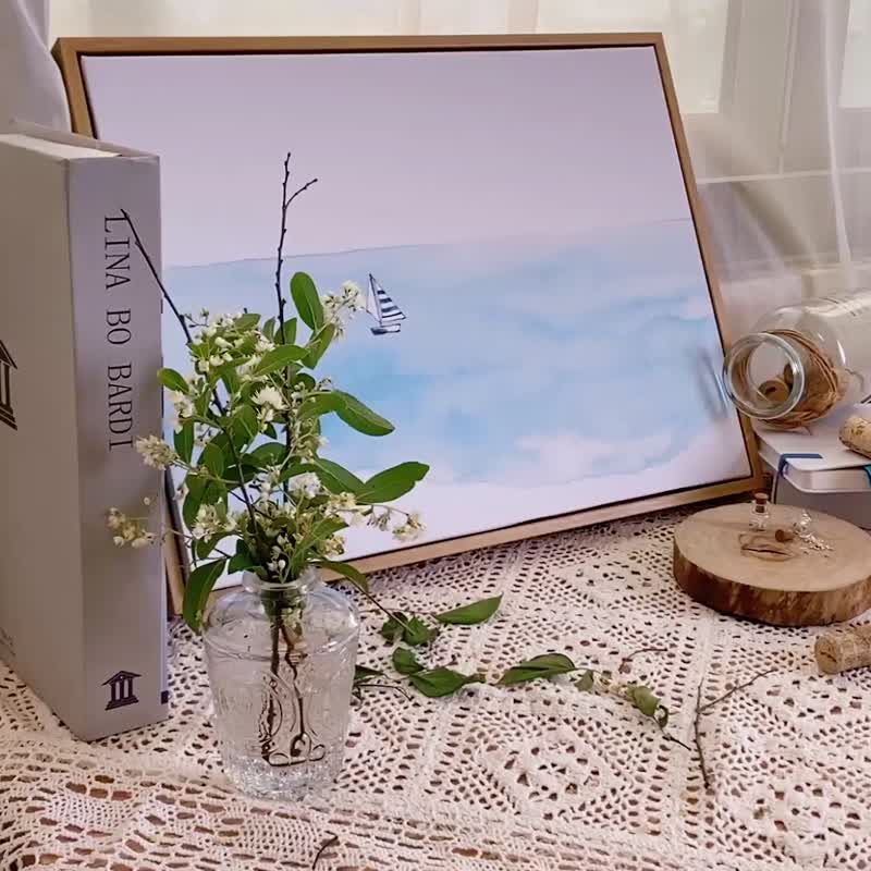 小船与大海 - 疗愈手绘感海洋挂画/夏日换季装饰/边柜摆设 - 海报/装饰画/版画 - 其他材质 多色