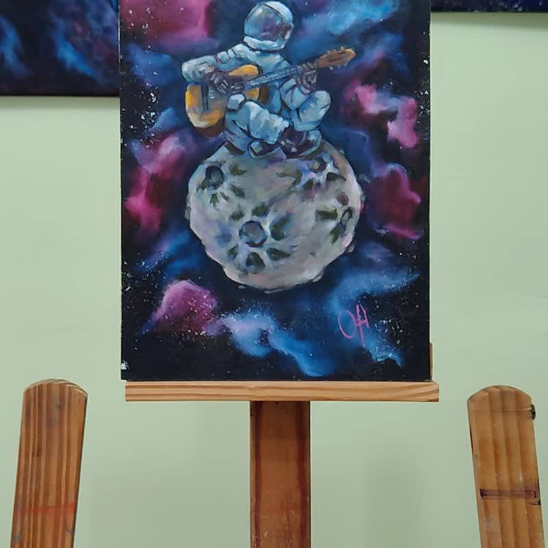 油画心境。宇宙音乐。行星和恒星。 - 海报/装饰画/版画 - 纸 蓝色