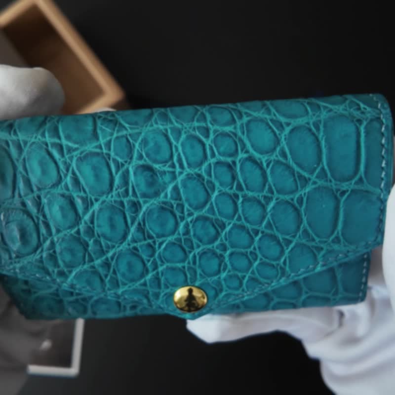 法国料哑面鳄鱼皮手工锁匙包 - 皮夹/钱包 - 真皮 多色