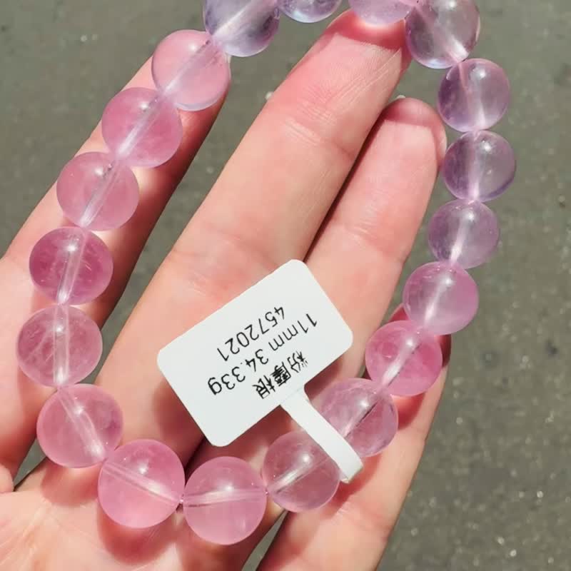 高品收藏天然粉摩根11mm水晶手珠桃花恋爱运人际关系生意缘舒缓烦 - 手链/手环 - 水晶 粉红色