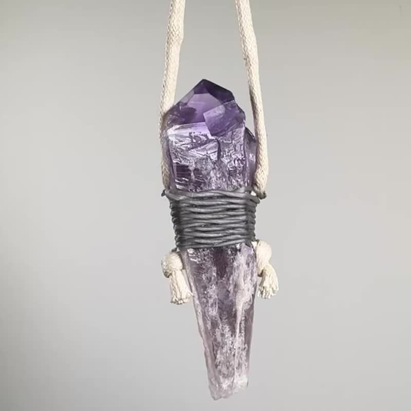 紫水晶权杖/编织手工项链 - 项链 - 棉 