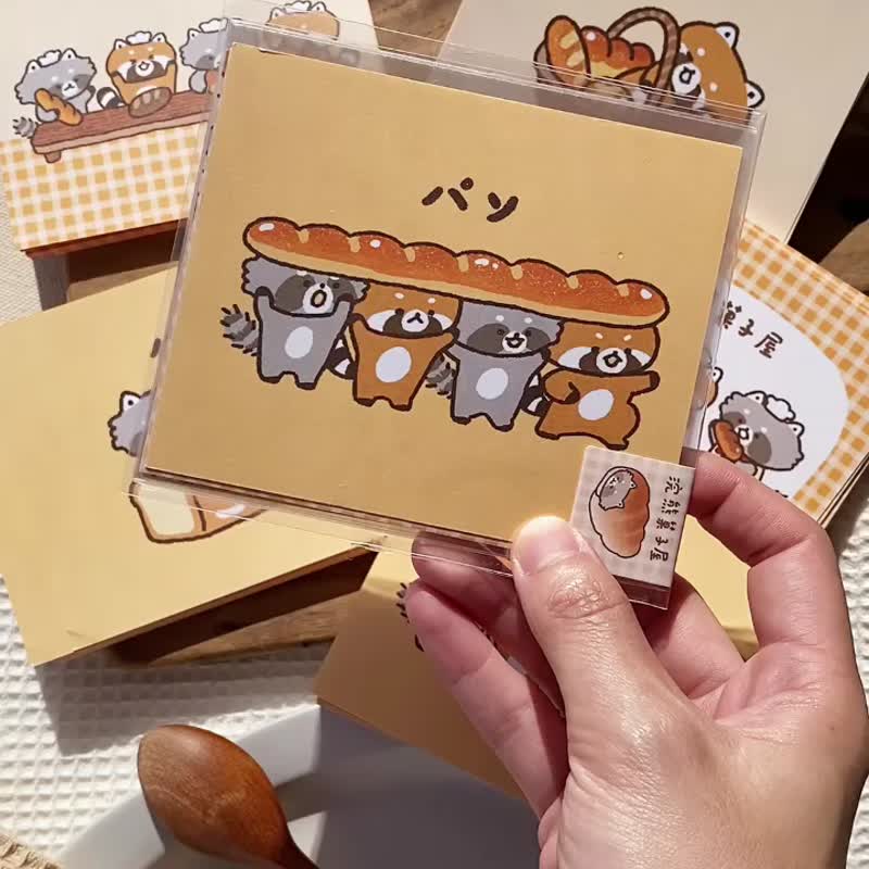 浣熊菓子屋/浣熊面包屋双面小卡/卡片/共6款/优惠套组 - 卡片/明信片 - 纸 粉红色
