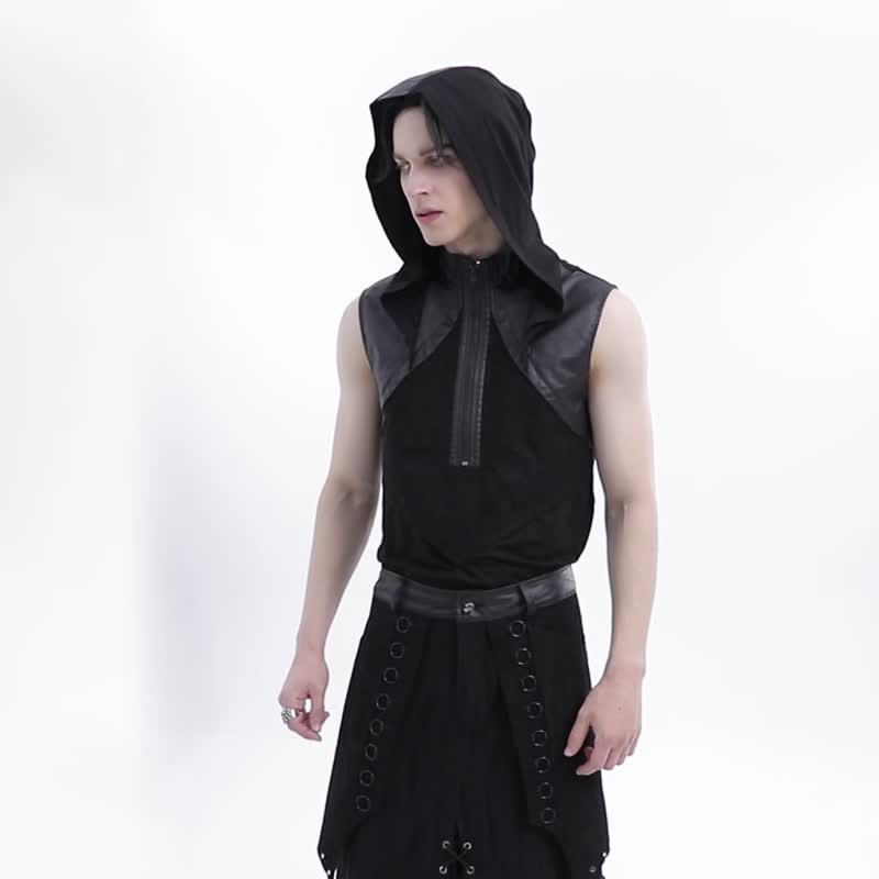 凯尔特巫师教团仪式连帽背心 - 男装背心 - 其他材质 黑色