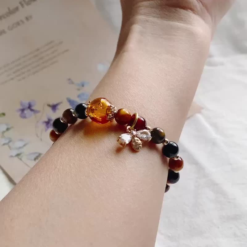 【Cinnamonmon 希娜梦梦】蜜语 自信 - 三色虎眼手链款 - 手链/手环 - 玻璃 