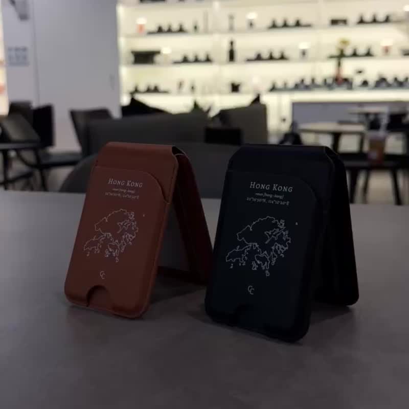 【Hong Kong 手绘地图系列】转轴支架卡套二合一 - 手机配件 - 人造皮革 多色