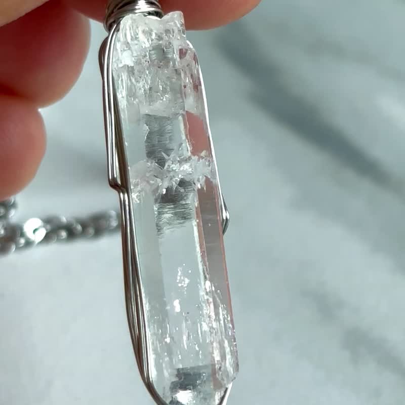 -疗愈之石- 天然缝合水晶 - 独一无二- 原石颈链 White Quartz - 颈链 - 水晶 白色