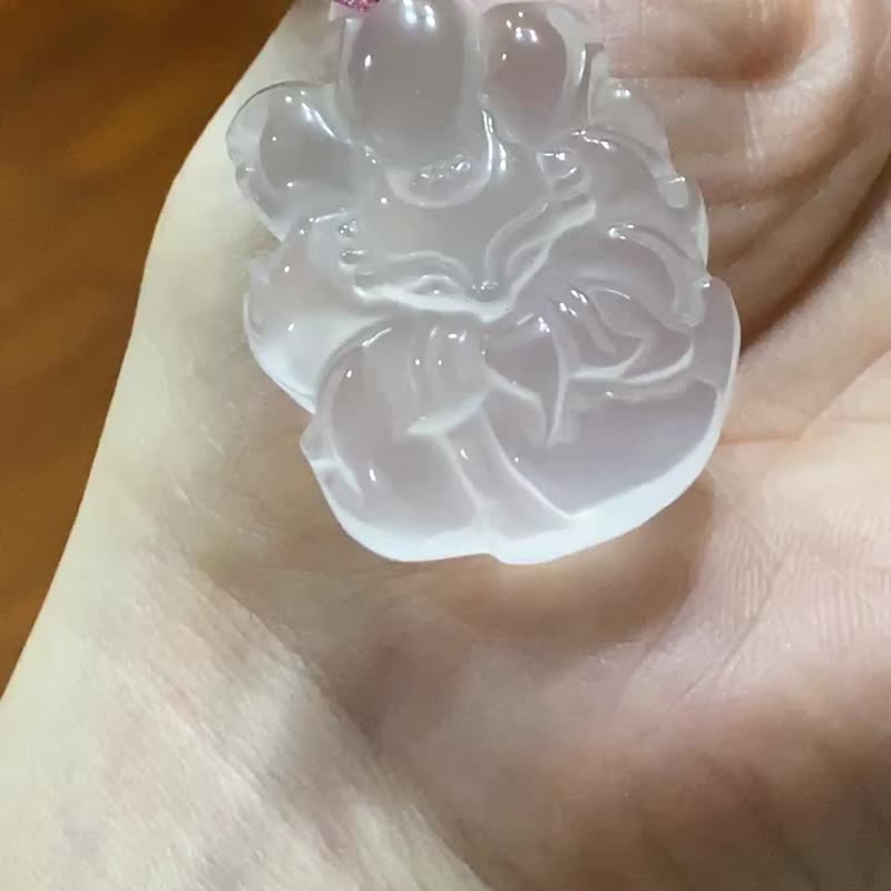 莫桑比克粉水晶手工编织中国结项链吊坠 - 发饰 - 水晶 粉红色