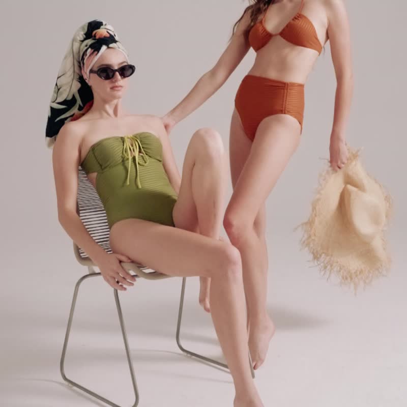 泳衣连体女高级感夏季性感绑带两穿全罩杯泡温泉泳衣 - 女装泳衣/比基尼 - 尼龙 绿色