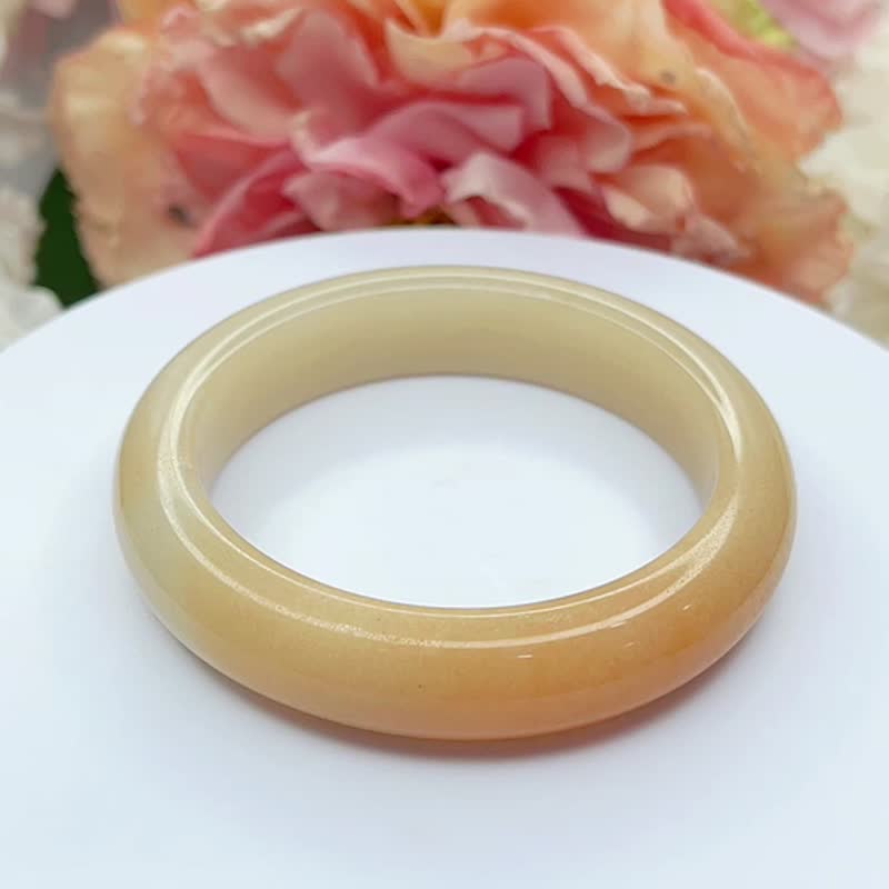 NO.120绝美俏色藕糖镯内径 56MM 圈口佘太翠玉 手镯 手环 平安镯 - 手链/手环 - 玉石 橘色