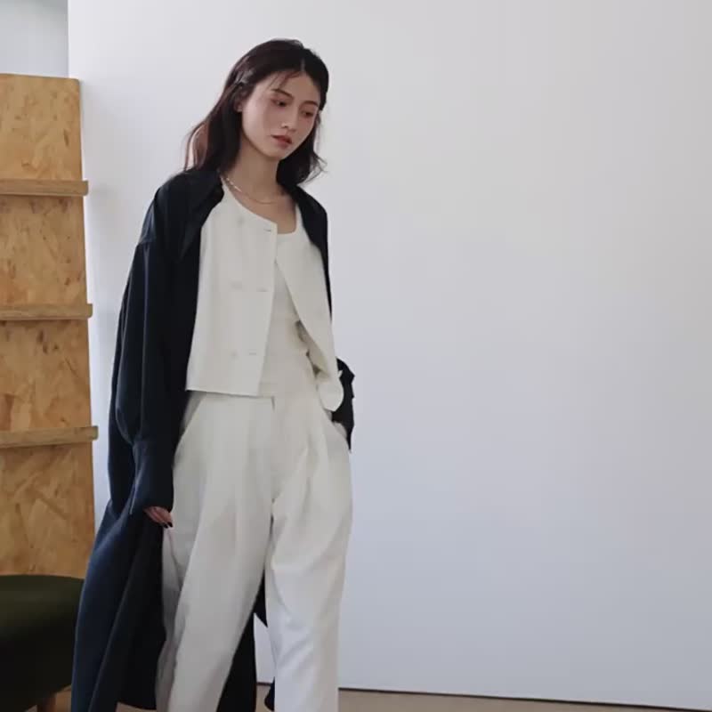 春樱粉 3色 粉白条纹 重磅经典百搭休闲衬衫裙 长袖外套罩衫 - 女装衬衫 - 棉 粉红色