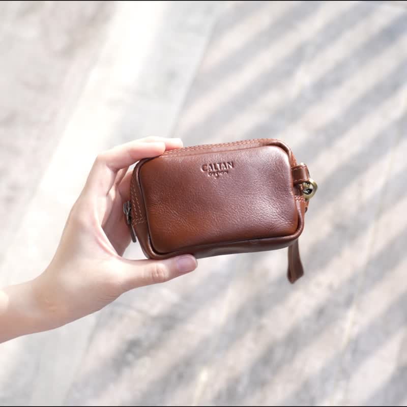 【24hr快速出货】口袋小方零钱包-075224 四色 - 零钱包 - 真皮 咖啡色