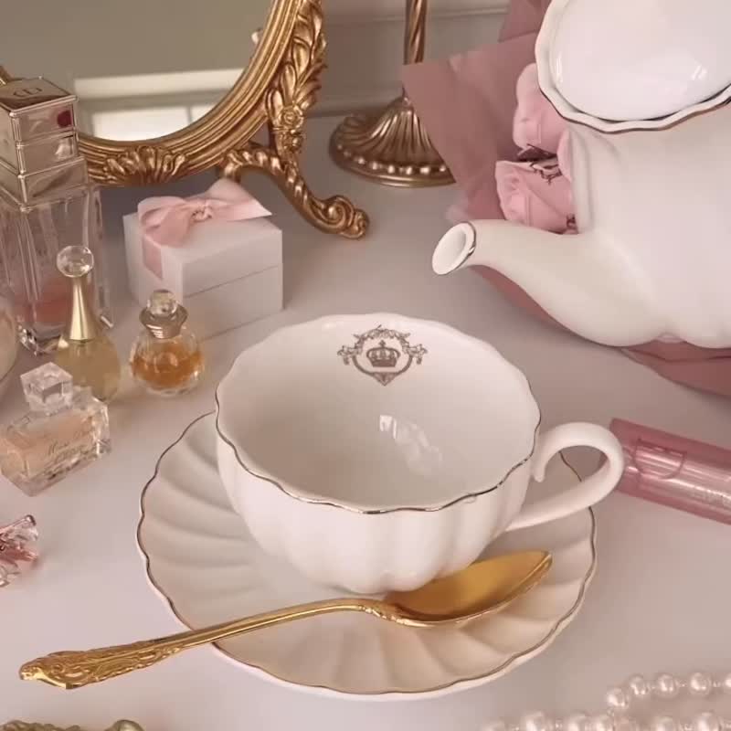 英伦风格陶瓷茶杯碟白色 - 茶具/茶杯 - 陶 白色