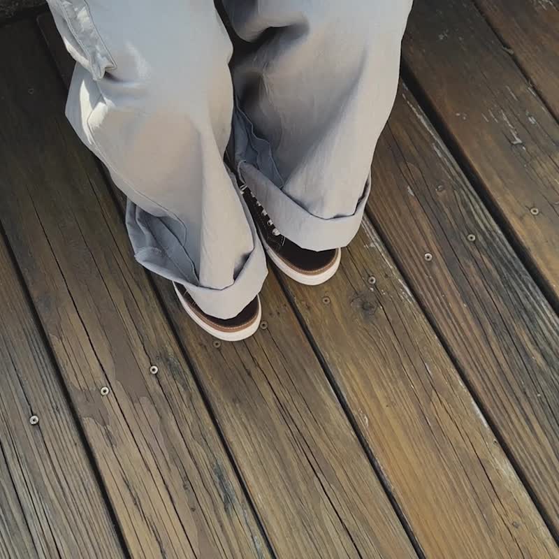 甜甜圈厚底小皮鞋-马芬 - 女款休闲鞋 - 防水材质 咖啡色