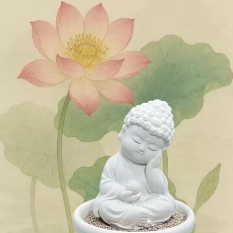 净念吉祥小佛之静性小盘套组 禅风圭藻粒扩香盘 香氛收藏摆件 - 香薰/精油/线香 - 水泥 白色