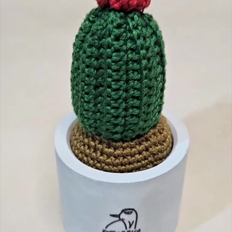 红帽子仙人掌-手作编织植物 - 植栽/盆栽 - 绣线 绿色