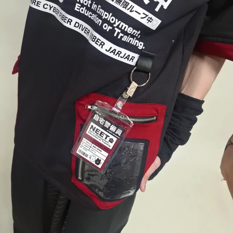 原创宅战斗兔NEET自宅警备员证件套兔耳朵短袖拉链连帽T恤JJ2543 - 中性连帽卫衣/T 恤 - 棉．麻 