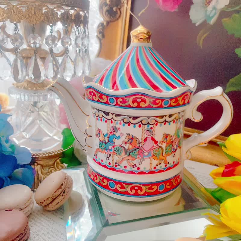 英国制 Sadler 旋转木马花茶壶 咖啡壶欢乐下午茶系列限量库存品 - 茶具/茶杯 - 瓷 多色
