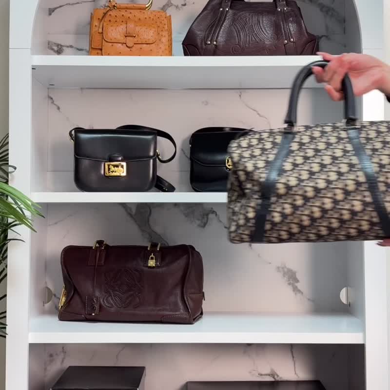 【日本直送 名牌中古包】Christian Dior 迪奥 缇花托特包 手提包 海军蓝 缇花 波士顿包 3zr6kt - 手提包/手提袋 - 棉 蓝色