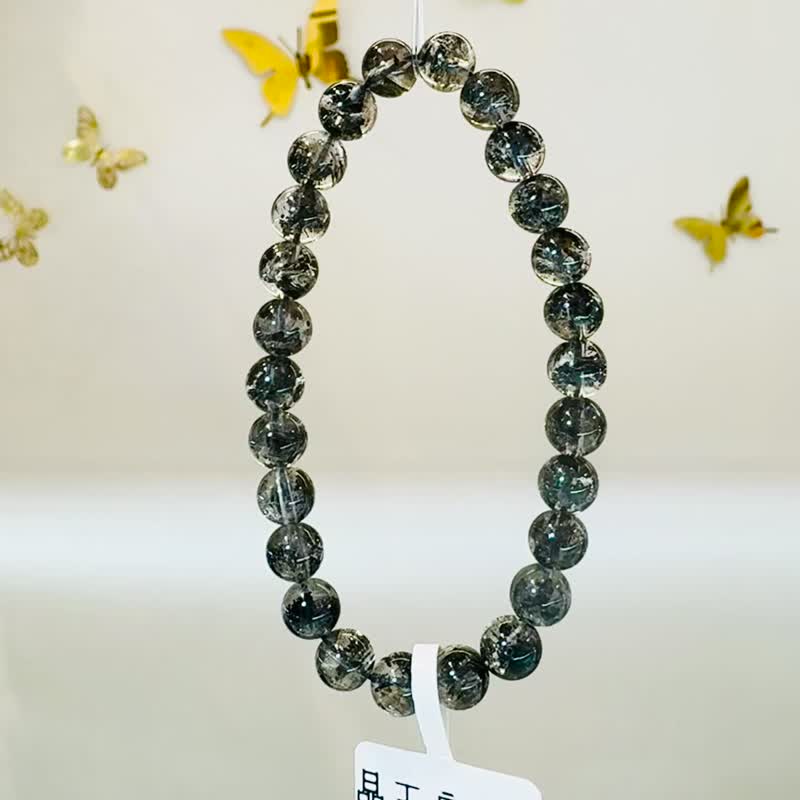 精品油墨晶透体黑武士黑闪灵6.8-7.3mm12.90g净化消负能量防噩梦 - 手链/手环 - 水晶 黑色