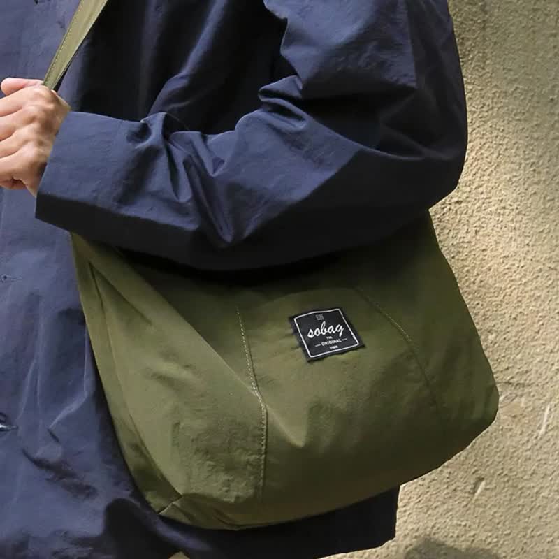 sobag日系街潮单肩斜挎防泼水尼龙布包男中款山系机能中性休闲包 - 侧背包/斜挎包 - 尼龙 绿色