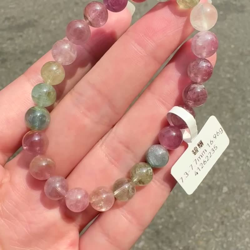 小精品萤光温柔色彩碧玺水晶7.3-7.7mm16.96g电气石旺夫石 - 手链/手环 - 水晶 多色
