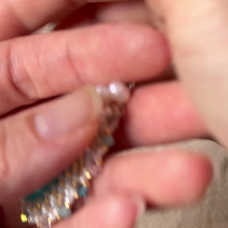 天河石 施华洛水晶 串珠吊坠 配宝石链 - 项链 - 水晶 蓝色