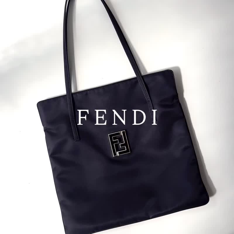 FENDI黑色帆布肩背托特包F15 vintage - 手提包/手提袋 - 其他材质 黑色