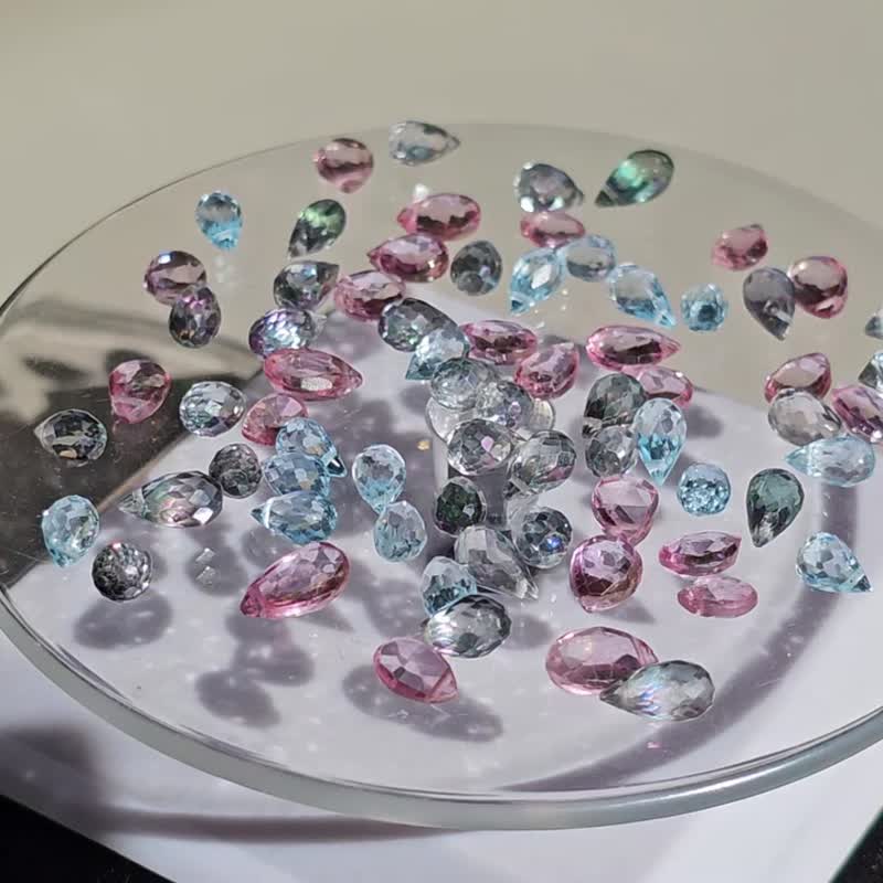 蓝色拓帕石 925纯银项链耳环 精致套组 - 项链 - 其他金属 蓝色