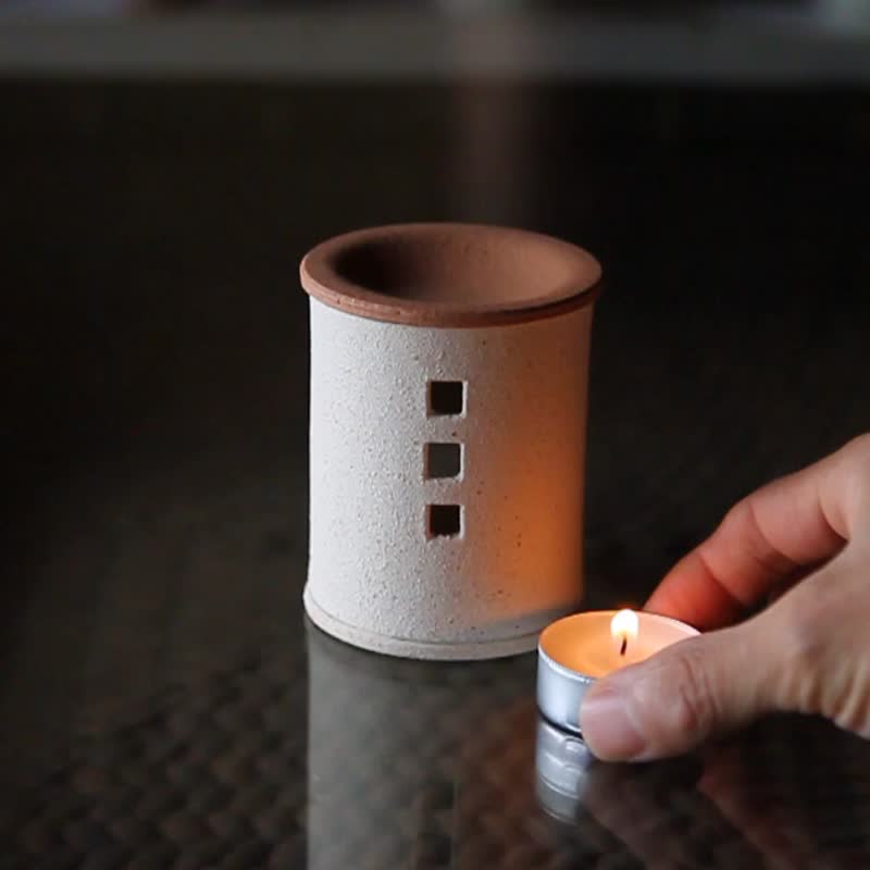 Healing pottery incense burner , aroma lamp - Type MINI - 香薰/精油/线香 - 陶 白色