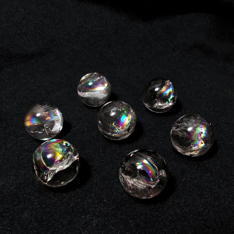 稀有顶级彩虹茶晶 烟晶 七脉轮 有球必应 晶球 七星阵 礼物 收藏 - 摆饰 - 宝石 多色