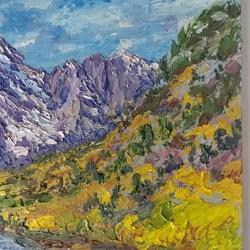 山油画科罗拉多风景墙艺术原画 - 墙贴/壁贴 - 木头 蓝色