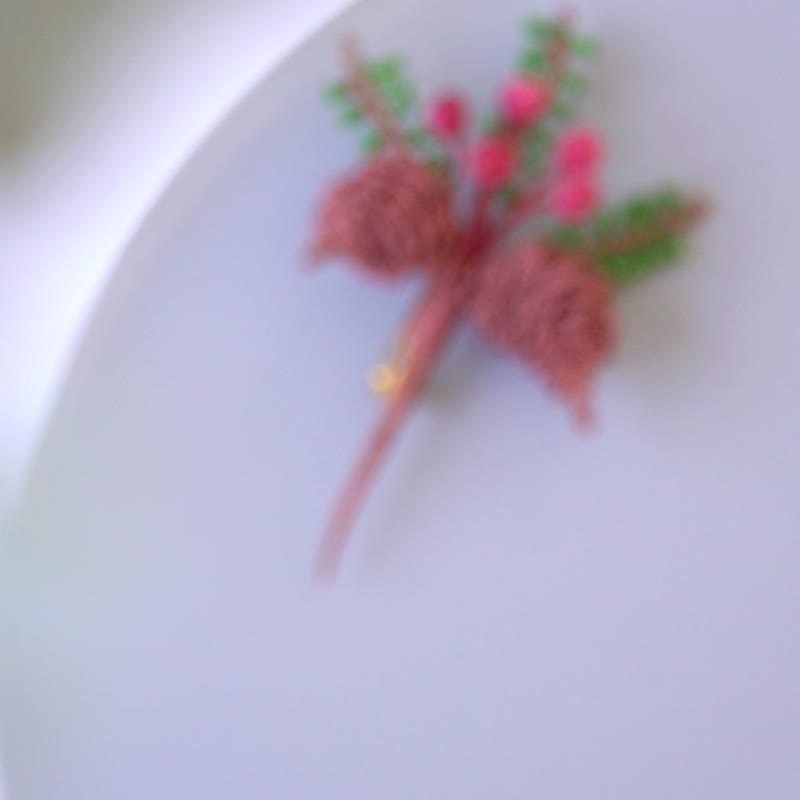 元森手作松果秋季新款微钩手工胸针精致小众文艺复古别针胸花 - 胸针 - 绣线 咖啡色