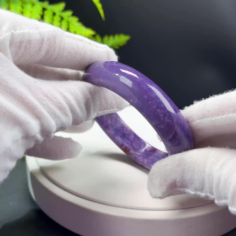 高品质 紫龙晶手镯 55MM 高瓷玉化宝石手环女 内在成长 自我接纳 - 手链/手环 - 宝石 紫色