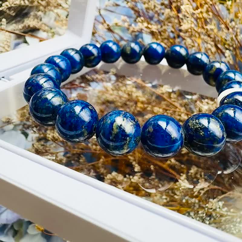 小精品洒金青金石 9.5mm27.47g 提升洞察力平缓焦虑提升沟通能力 - 手链/手环 - 水晶 蓝色