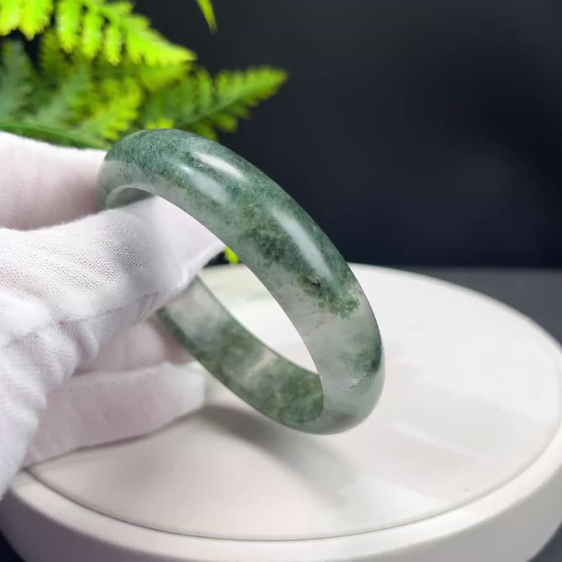 精美 绿色幻影幽灵水晶手镯 54MM 哑光透感异象石英手环 招财聚宝 - 手链/手环 - 水晶 绿色