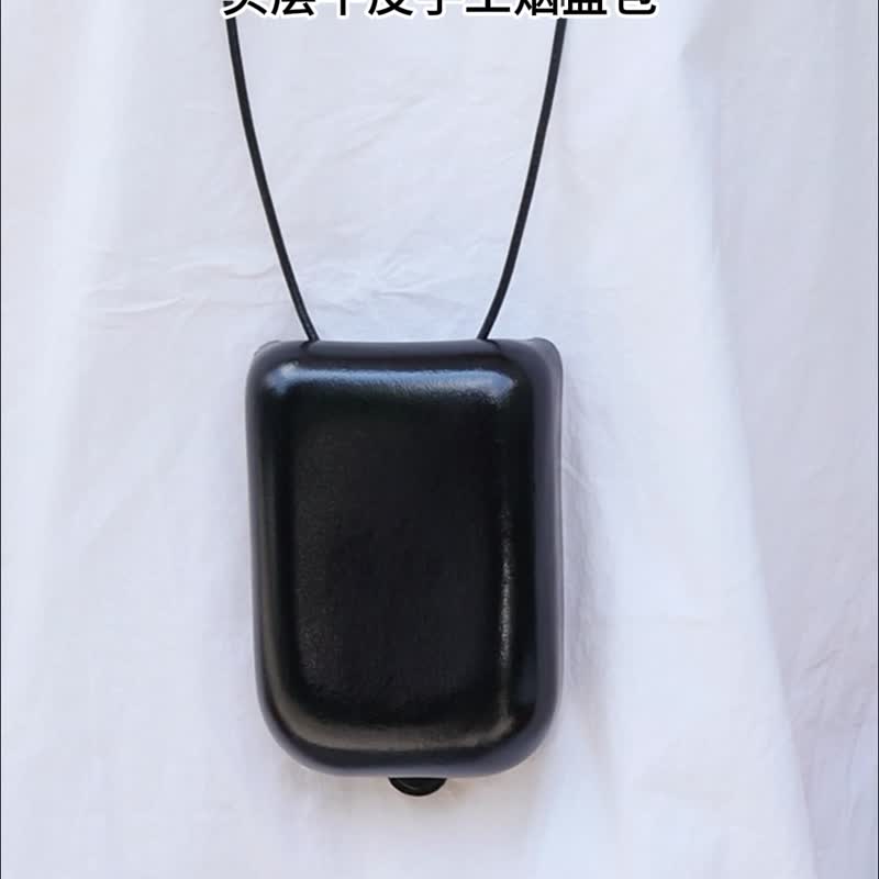 lemaire风格烟盒包头层牛皮挂脖斜挎收纳包耳机包零钱包卡包 - 侧背包/斜挎包 - 真皮 黑色