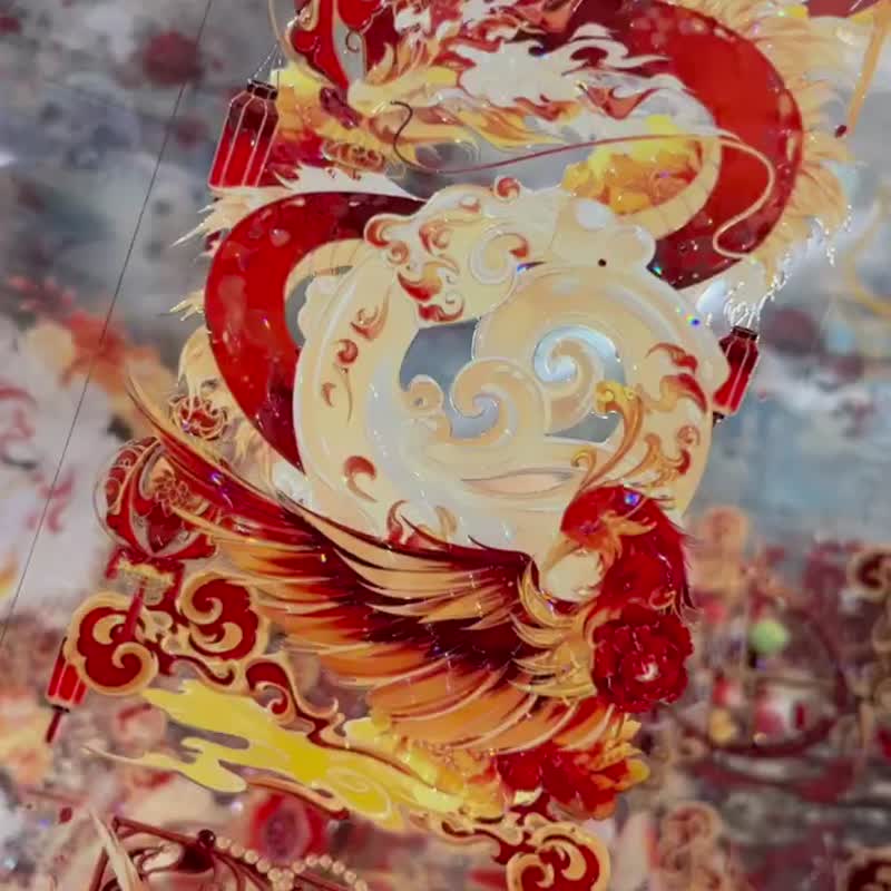 凤凰于飛 奇幻巨畫幅 PET 紙膠帶 3D珠光 10米卷 - 纸胶带 - 其他材质 红色