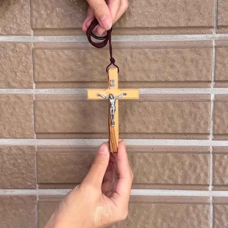 项链 车挂 万用挂饰 进口橄榄木耶稣 十字架系列饰品 12039 - 项链 - 木头 咖啡色