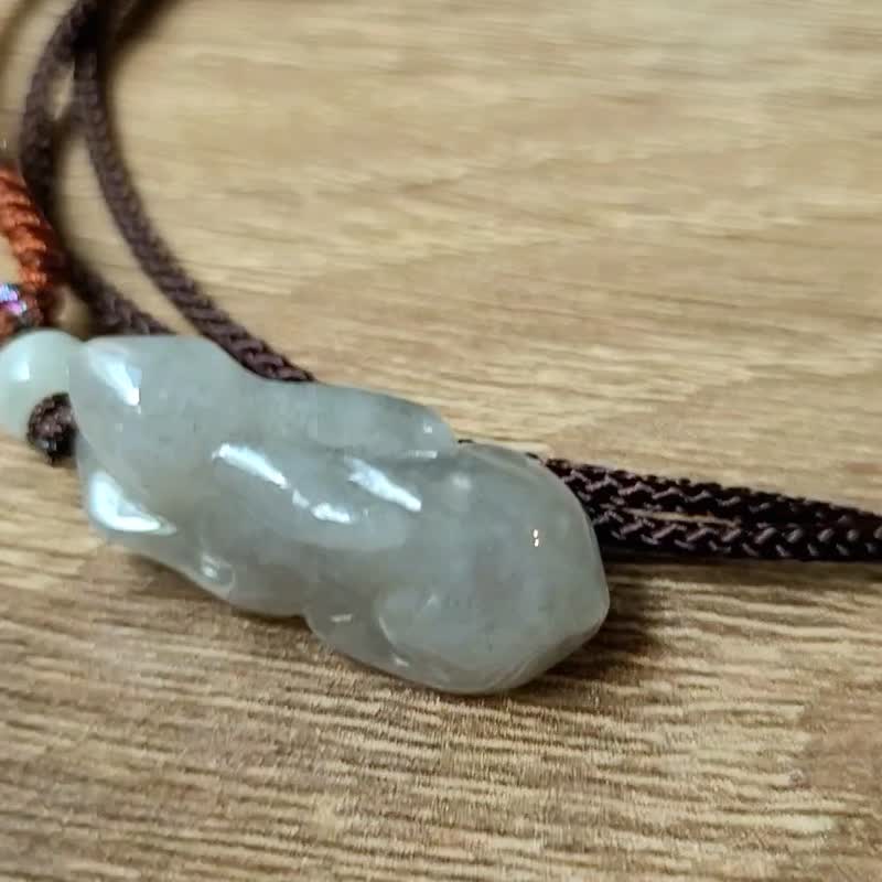 亲翠 天然翡翠 冰烟灰紫长耳兔美种项链 生肖 兔 送礼首选 - 项链 - 玉石 紫色