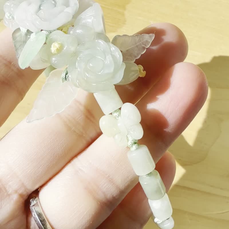 手工編織翡翠手链 — 羽影花园 - 手链/手环 - 玉石 蓝色