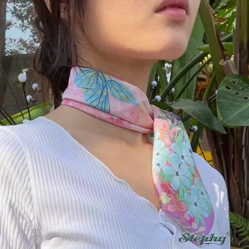 【春日丝巾】花繁蝶舞丝巾+丝巾扣高贵礼盒 | 母亲节礼物 - 丝巾 - 其他材质 