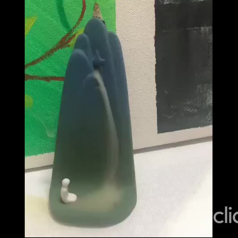 【心灵慰借】高山瀑布香座-手工倒流香 礼盒套装  | 视觉系香薰 - 摆饰 - 浓缩/萃取物 蓝色